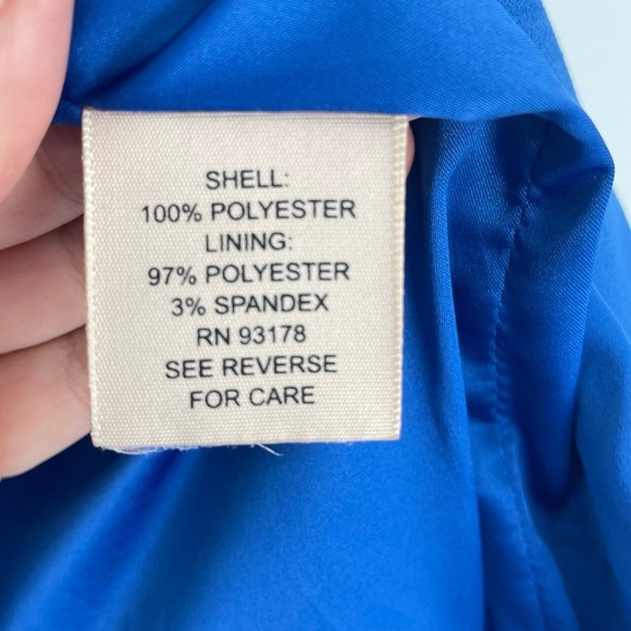 Philosophy Women's Blue Tailored Collarless Shawl Neck Open Front Blazer Size 12 - Picture 9 of 11